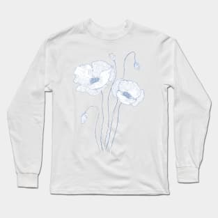 2 poppies line drawing Long Sleeve T-Shirt